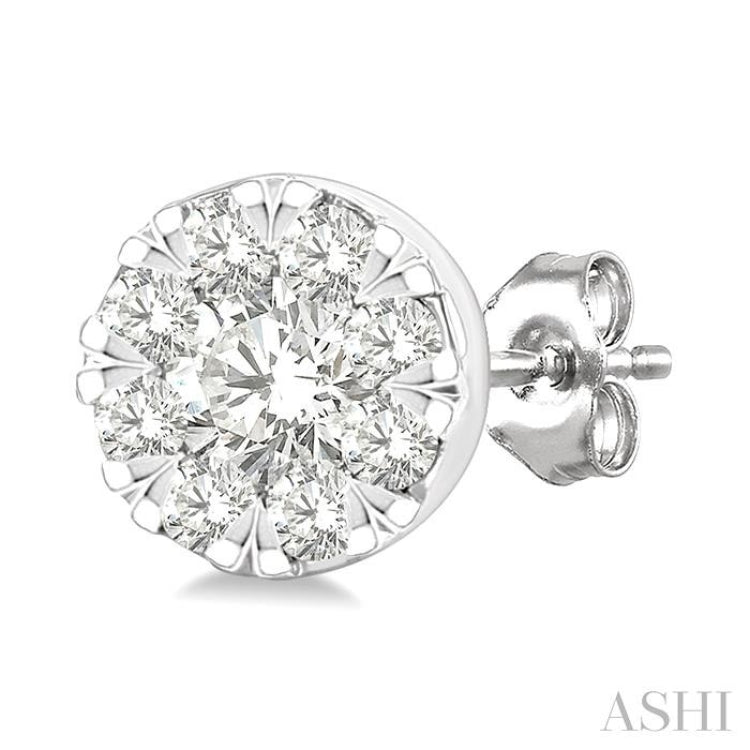 1/6 Ctw Lovebright Petite Round Shape Round Cut Diamond Fashion Stud Earring in 10K White Gold