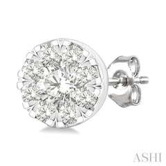 1/6 Ctw Lovebright Petite Round Shape Round Cut Diamond Fashion Stud Earring in 10K White Gold