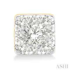 1/6 Ctw Lovebright Petite Square Shape Round Cut Diamond Fashion Stud Earring in 10K Yellow Gold