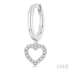 1/10 Ctw Petite Heart Shape Round Cut Diamond Fashion Huggies Earrings in 10K White Gold