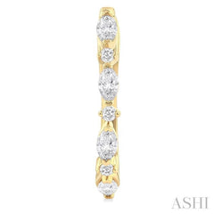 1/2 Ctw Marquise and Round Cut Diamond Fashion Hoop Earrings in 14K Yellow Gold