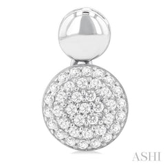 1/3 Ctw Circular Mount Pave Set Round Cut Diamond Fashion Earring in 10K White Gold