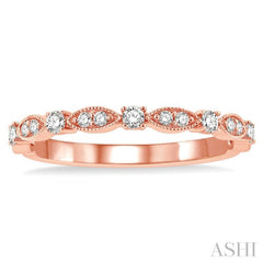 1/4 Ctw Lattice Marquise and Circular Mount Round Cut Diamond Stackable Band in 14K Rose Gold