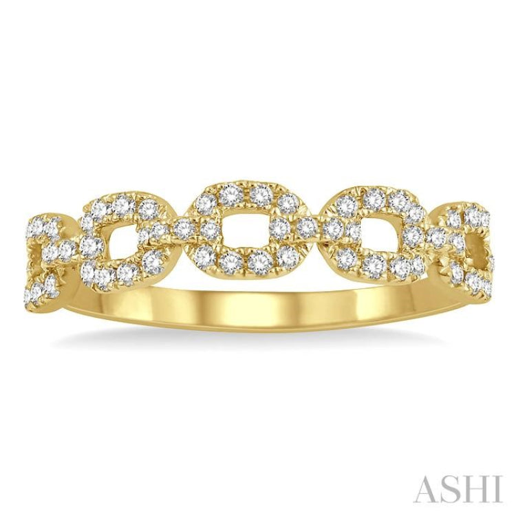 1/4 Ctw Box Chain Link Round Cut Diamond Ladies Band in 14K Yellow Gold