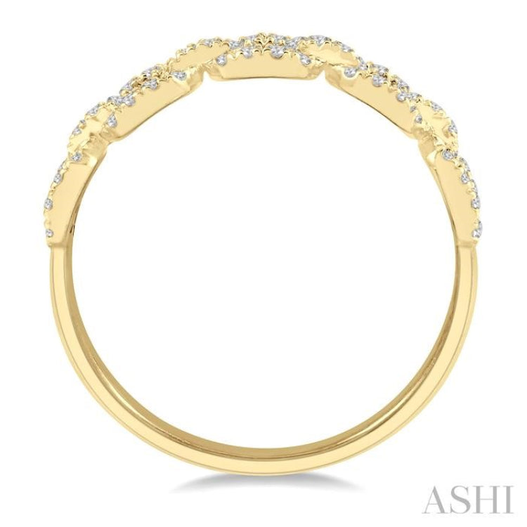 1/4 Ctw Box Chain Link Round Cut Diamond Ladies Band in 14K Yellow Gold