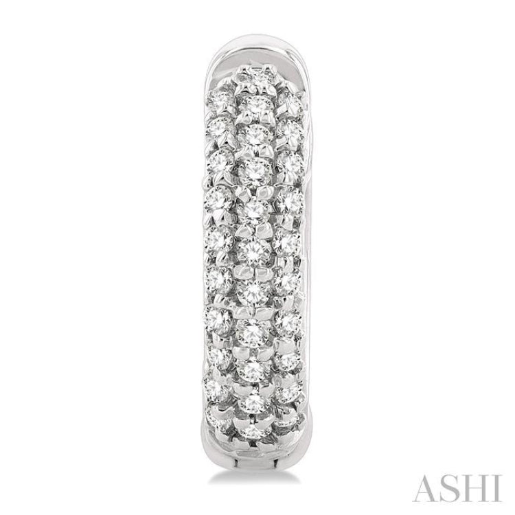 1/4 Ctw Petite Triple Row Round Cut Diamond Fashion Huggies in 10K White Gold