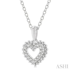 1/10 Ctw Petite Heart Round Cut Diamond Fashion Pendant With Chain in 10K White Gold
