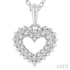 1/10 Ctw Petite Heart Round Cut Diamond Fashion Pendant With Chain in 10K White Gold