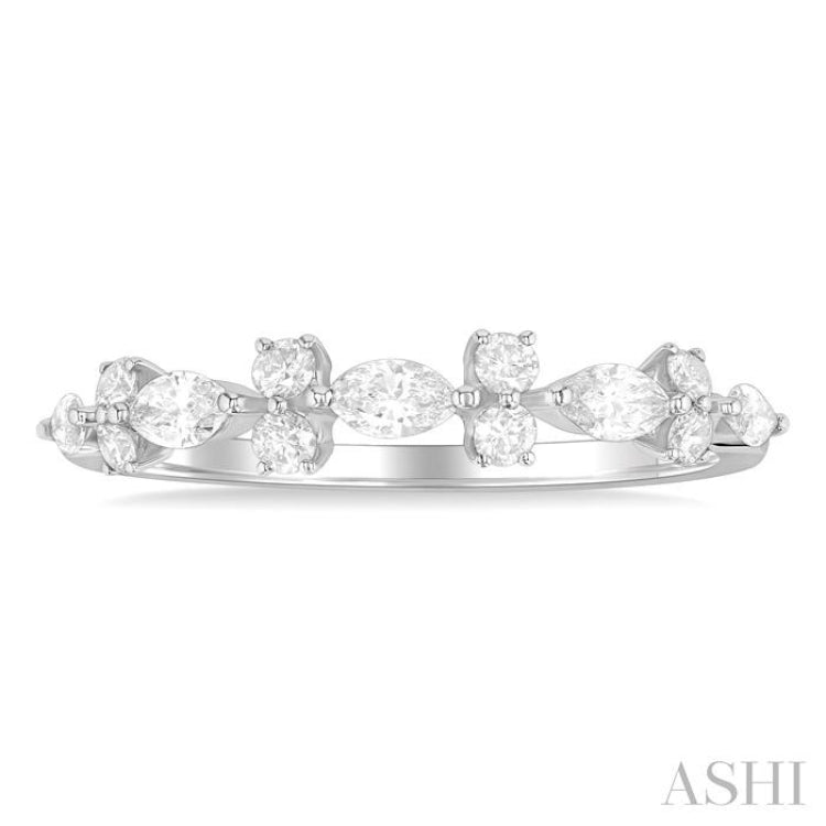 1/2 Ctw Scatter Marquise and Round Cut Diamond Fashion Band in 14K White Gold