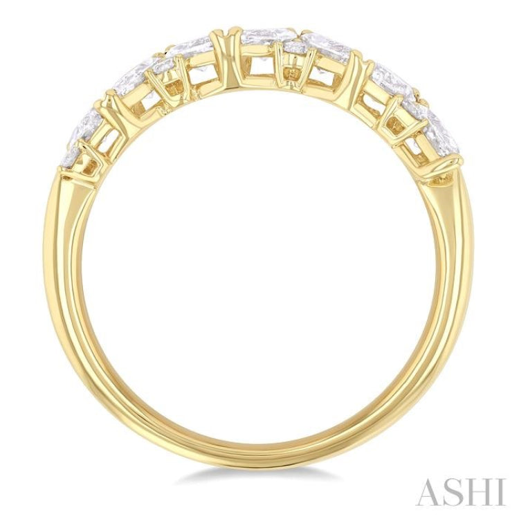 1 Ctw Scatter Marquise and Round Cut Diamond Fashion Band in 14K Yellow Gold