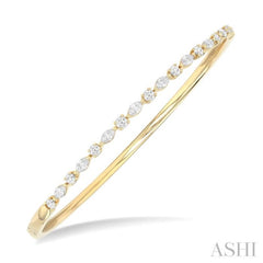 1 Ctw Marquise and Round Cut Diamond Fashion Bangle in 14K Yellow Gold