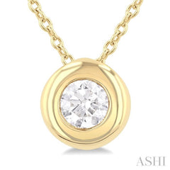 1/3 Ctw Bubble Bezel Set Round Cut Diamond Fashion Pendant With Chain in 14K Yellow Gold