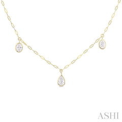 1 1/5 Ctw Bezel Set Mixed Diamond Cut Station Necklace in 14K Yellow Gold