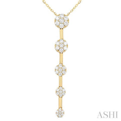 1/2 Ctw Vertical Bar Graduated Circular Motif Round Cut Diamond Fashion Necklace in 10K Yellow Gold