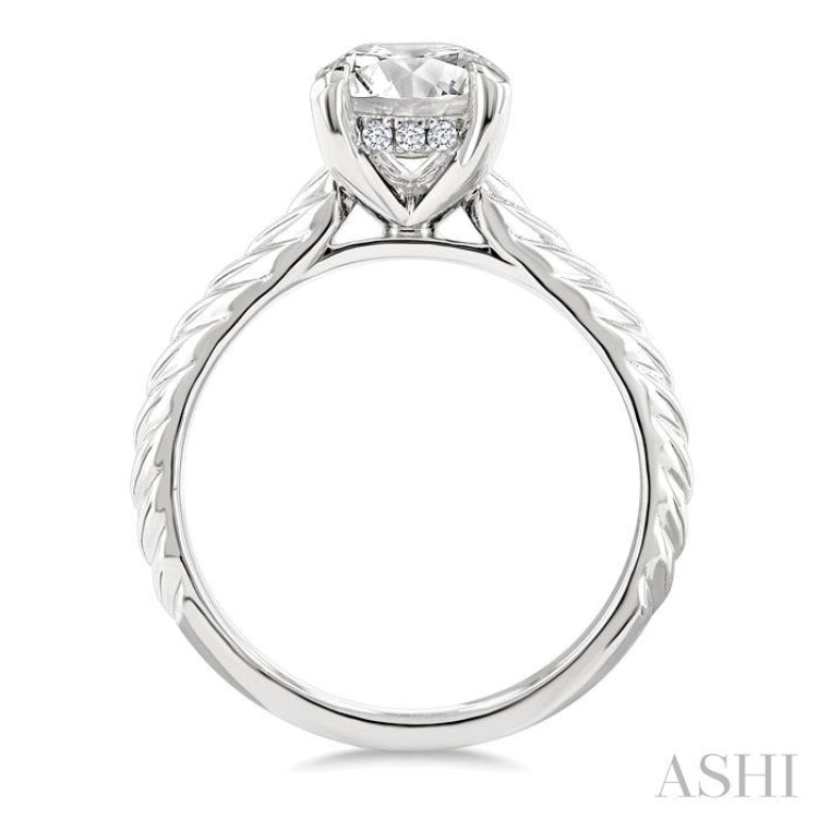 1/20 Ctw Oval Shape Round Cut Diamond Semi-Mount Engagement Ring in 14K White Gold