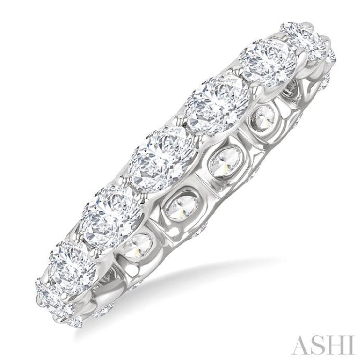 2 1/10 Ctw East-West Set Oval Cut Diamond Eternity Wedding Band in 14K White Gold