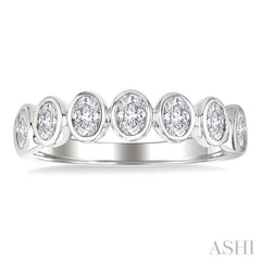 1 Ctw 7-Stone Bezel Set Oval Cut Diamond Fashion Band in 14K White Gold
