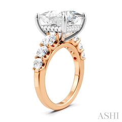 1 1/4 Ctw Princess Shape Round Cut Diamond Semi-Mount Engagement Ring in 14K Rose and White Gold