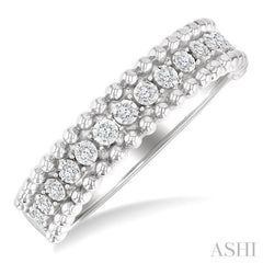1/10 Ctw Single Cut Diamond Bold Bead Design Fashion Band in Sterling Silver