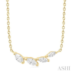 1/4 Ctw Graduated Marquise Cut Diamond Fashion Necklace in 14K Yellow Gold