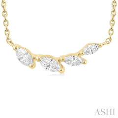 1/4 Ctw Graduated Marquise Cut Diamond Fashion Necklace in 14K Yellow Gold