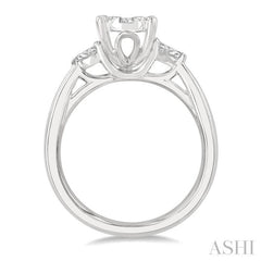 3/4 Ctw Oval Shape Lovebright Pear and Round Cut Diamond Engagement Ring in 14K White Gold