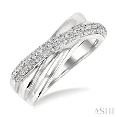 1/8 Ctw Bold Criss Cross Round Cut Diamond Fashion Band in Sterling Silver