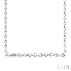 1/10 Ctw Petite Bar Round Cut Diamond Pendant With Chain in Sterling Silver