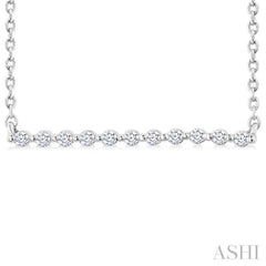 1/10 Ctw Petite Bar Round Cut Diamond Pendant With Chain in Sterling Silver
