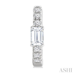 3/8 Ctw Octagon Shape and Round Cut Diamond Fashion Huggie Petite Earrings in 14K White Gold