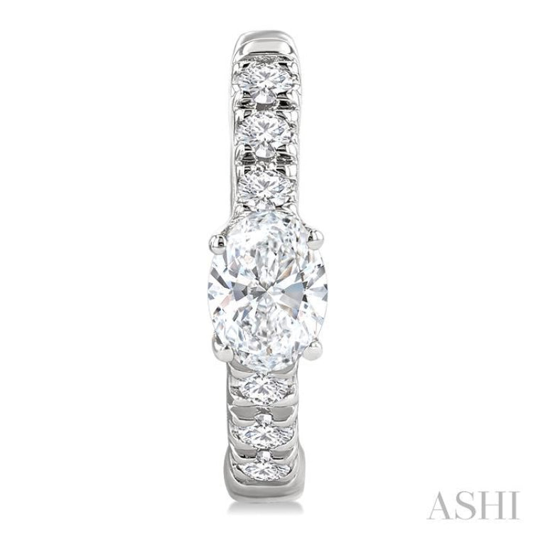 3/8 Ctw Oval Shape and Round Cut Diamond Fashion Huggie Petite Earrings in 14K White Gold