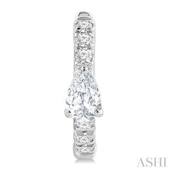 3/8 Ctw Pear Shape and Round Cut Diamond Fashion Huggie Petite Earrings in 14K White Gold