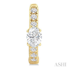 3/8 Ctw Oval Shape and Round Cut Diamond Fashion Huggie Petite Earrings in 14K Yellow Gold