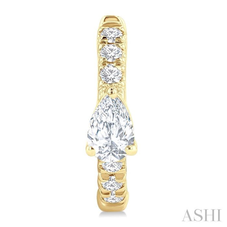 3/8 Ctw Pear Shape and Round Cut Diamond Fashion Huggie Petite Earrings in 14K Yellow Gold