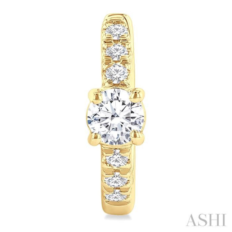 3/8 Ctw Round Shape Round Cut Diamond Fashion Huggie Petite Earrings in 14K Yellow Gold
