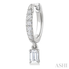 3/8 Ctw Octagon Shape and Round Cut Diamond Fashion Huggie Petite Earrings in 14K White Gold