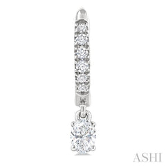 3/8 Ctw Oval Shape and Round Cut Diamond Fashion Huggie Petite Earrings in 14K White Gold