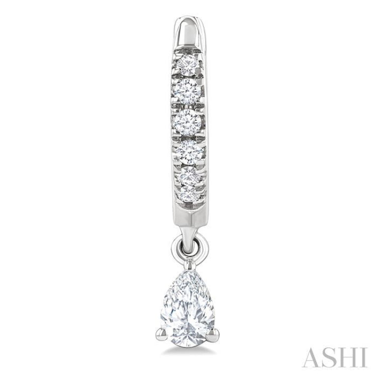 3/8 Ctw Pear Shape and Round Cut Diamond Fashion Huggie Petite Earrings in 14K White Gold