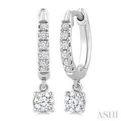 3/8 Ctw Round Shape Round Cut Diamond Fashion Huggie Petite Earrings in 14K White Gold