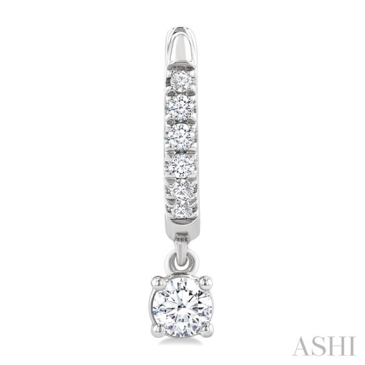 3/8 Ctw Round Shape Round Cut Diamond Fashion Huggie Petite Earrings in 14K White Gold