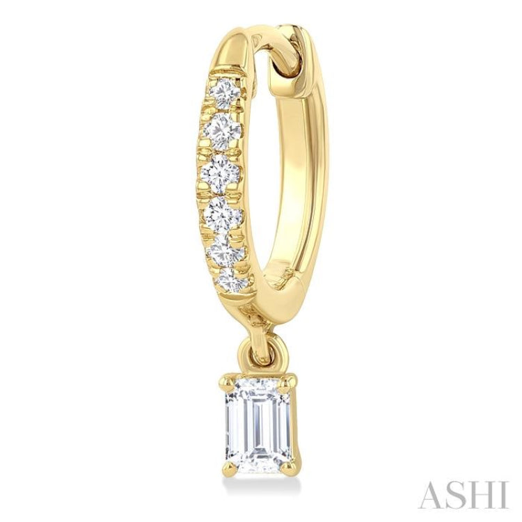3/8 Ctw Octagon Shape and Round Cut Diamond Fashion Huggie Petite Earrings in 14K Yellow Gold