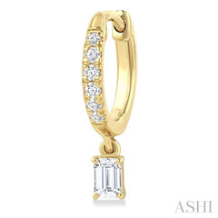 3/8 Ctw Octagon Shape and Round Cut Diamond Fashion Huggie Petite Earrings in 14K Yellow Gold