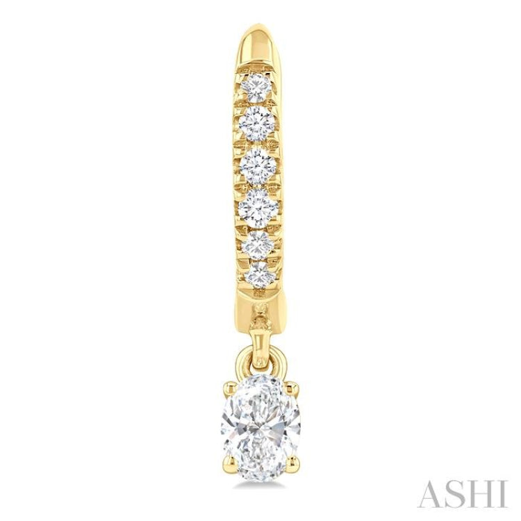 3/8 Ctw Oval Shape and Round Cut Diamond Fashion Huggie Petite Earrings in 14K Yellow Gold