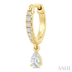3/8 Ctw Pear Shape and Round Cut Diamond Fashion Huggie Petite Earrings in 14K Yellow Gold