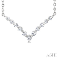 1/8 Ctw Petite Chevron Round Cut Diamond Pendant With Chain in Sterling Silver