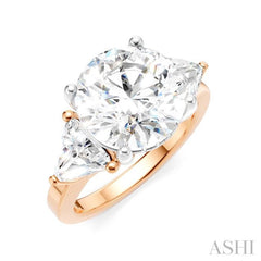 1 1/10 Ctw Circular Shape Trillion and Round Cut Diamond Semi-Mount Engagement Ring in 14K Rose and White Gold