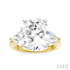 1 1/10 Ctw Oval Shape Trillion Cut & Round Cut Diamond Semi-Mount Engagement Ring in 14K Yellow and White Gold