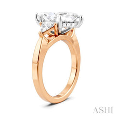 1/2 Ctw Marquise Shape Trillion and Round Cut Diamond Semi-Mount Engagement Ring in 14K Rose and White Gold