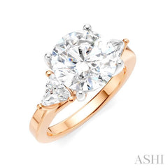 1/2 Ctw Circular Shape Trillion and Round Cut Diamond Semi-Mount Engagement Ring in 14K Rose and White Gold