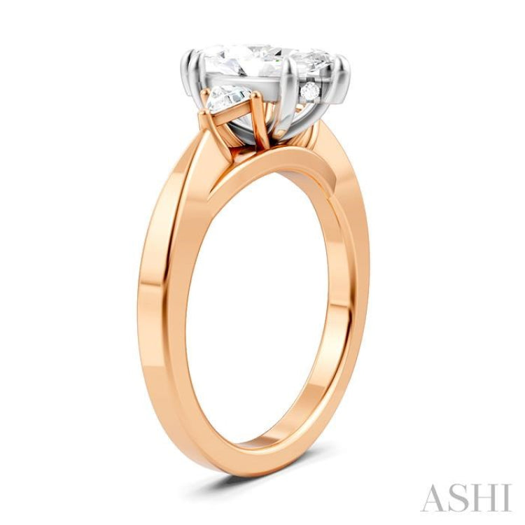 1/4 Ctw Marquise Shape Trillion and Round Cut Diamond Semi-Mount Engagement Ring in 14K Rose and White Gold